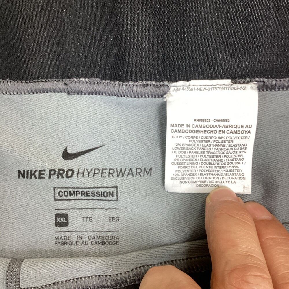 Nike Pro Hyperwarm Mens Size 2XL Black Compression Tight Legging Pant Base Layer - Picture 7 of 11